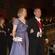 Jan Bjorklund (ministre de l'Education en Suède) et Virginia Shiller, femme de Robert J. Shiller (Nobel d'Economie) au banquet organisé en l'honneur des lauréats des Nobel 2013, à l'Hôtel de Ville de Stockholm le 10 décembre 2013