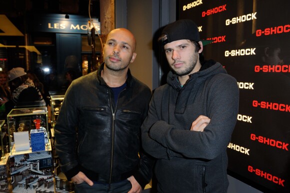 Orelsan et Eric Judor lors de l'inauguration de la nouvelle boutique G-Shock à Paris le 12 décembre 2013.