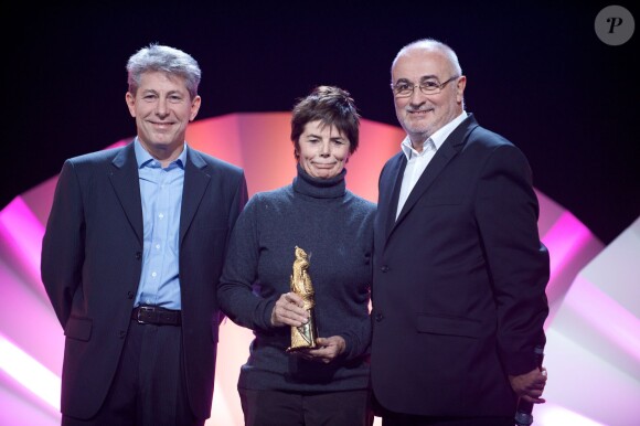 Gilles Portelle et Annie Famose lors de la cérémonie des "Femmes en Or 2013" à Avoriaz, le 14 décembre 2013.