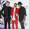 Justin Bieber, Usher et Scooter Braun à l'avant-première du film "Believe" à Los Angeles, le 18 décembre 2013.