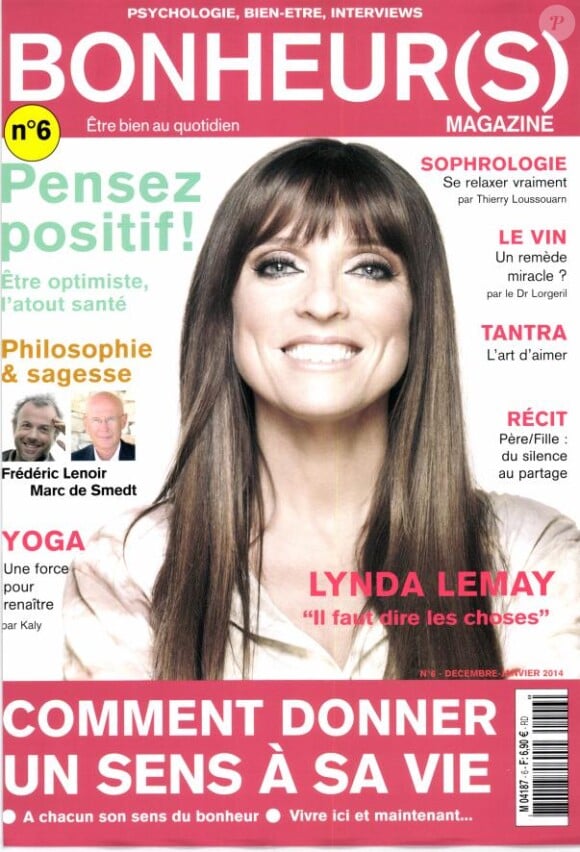 Lynda Lemay en couverture du magazine "Bonheur(s) Magazine", daté de décembre-janvier 2014.