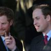 Les princes Harry et William lors de la messe de Noël 2013 à Sandringham
