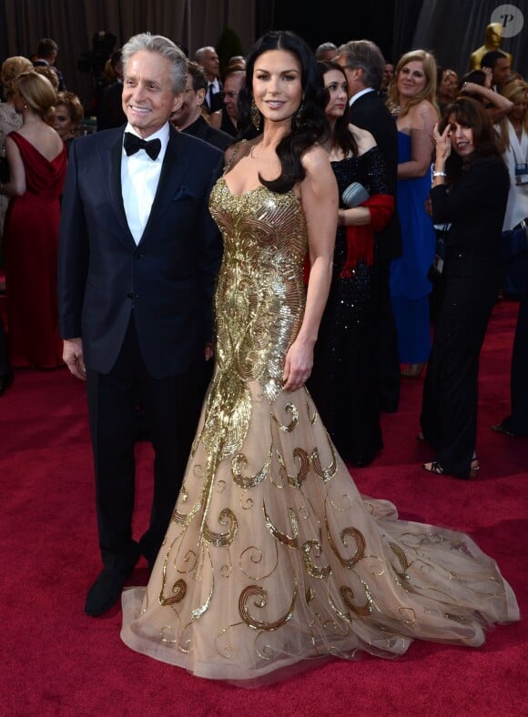 Michael Douglas et Catherine Zeta-Jones durant la cérémonie des Oscars le 24 février 2013