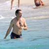 Exclusif - Robert Downey Jr. dans l'eau en vacances à Saint Barthélemy le 29 décembre 2013.