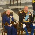  La reine Margrethe II de Danemark et le prince consort Henrik lors de la réception du Nouvel An du corps diplomatique au palais Christiansborg à Copenhague le 6 janvier 2014. 