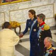  Le prince héritier Frederik et la princesse Mary lors de la réception du Nouvel An du corps diplomatique au palais Christiansborg à Copenhague le 6 janvier 2014. 