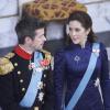 La princesse Mary de Danemark et le prince héritier Frederik au cours de la réception du Nouvel An du corps diplomatique au palais Christiansborg à Copenhague le 6 janvier 2014.