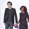 Max Boublil et Aïssa Maïga lors de l'enregistrement de l'émission Vivement Dimanche à Paris le 8 janvier 2014. L'émission sera diffusée le 12 janvier 2014