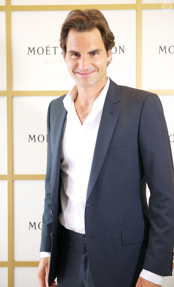 Roger Federer participe a une soirée de la marque de champagne Moët & Chandon à Melbourne, le 9 janvier 2014.