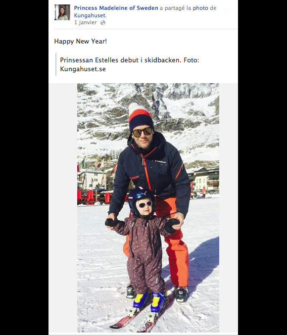 Post du 1er janvier 2014 de la princesse Madeleine de Suède sur son profil Facebook
