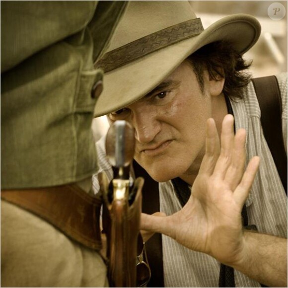 Quentin Tarantino sur le tournage de Django Unchained.