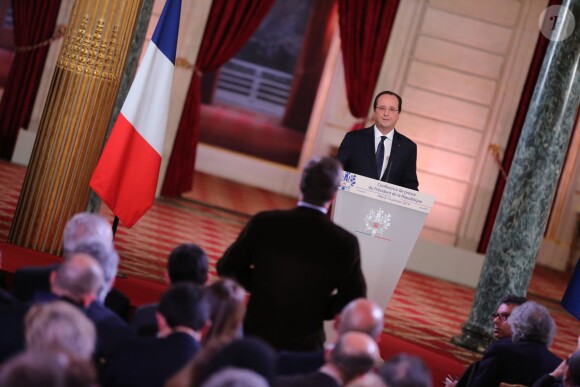 François Hollande répond aux questions des journalistes lors de ses voeux à la presse, le 14 janvier 2014 au palais de l'Elysée à Paris