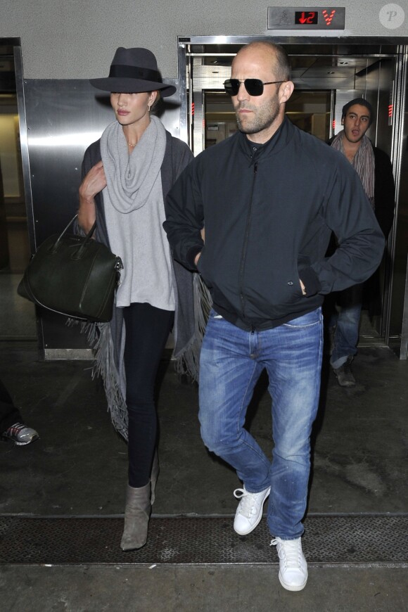 Rosie Huntington-Whiteley et Jason Statham à Los Angeles, le 8 janvier 2014.
