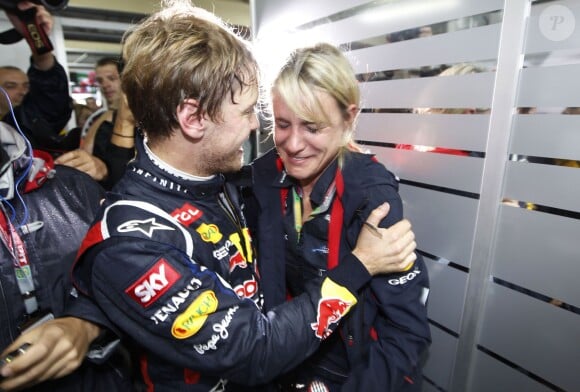 Britta Roeske et Sebastian Vettel lors du Grand Prix du Brésil à Sao Paulo au Brésil le 25 novembre 2012