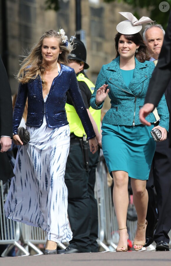 Cressida Bonas avec son amie la princesse Eugenie d'York au mariage de Lady Melissa Percy et Thomas van Straubenzee le 22 juin 2013