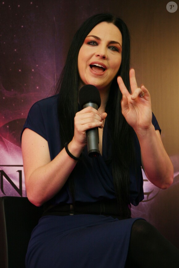 Amy Lee (du groupe Evanescence) lors d'une conférence de presse à Mexico, le 26 janvier 2012.