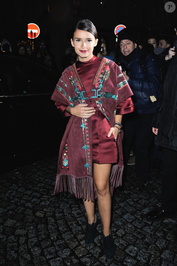 Miroslava Duma arrive à l'hôtel Salomon de Rotschild pour assister au défilé Valentino haute couture. Paris, le 22 janvier 2014.