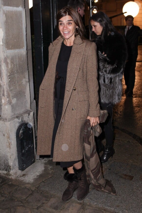 Carine Roitfeld arrive à l'hôtel Salomon de Rotschild pour assister au défilé Valentino haute couture. Paris, le 22 janvier 2014.