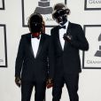 Guy-Manuel de Homem-Christo et Thomas Bangalter arrivent au Staples Center pour la 56e édition des Grammy Awards. Los Angeles, le 26 janvier 2014.