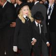 Madonna et son fils David Banda arrivent au Staples Center pour la 56e édition des Grammy Awards. Los Angeles, le 26 janvier 2014.