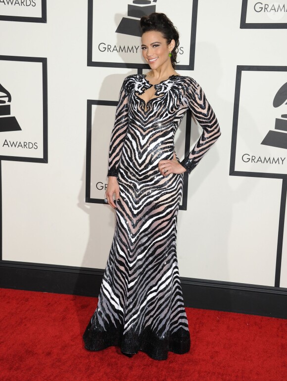 Paula Patton arrive au Staples Center pour la 56e édition des Grammy Awards. Los Angeles, le 26 janvier 2014.