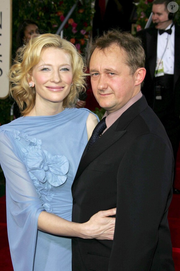 Cate Blanchett et son mari Andrew Upton lors des Golden Globes le 16 janvier 2005