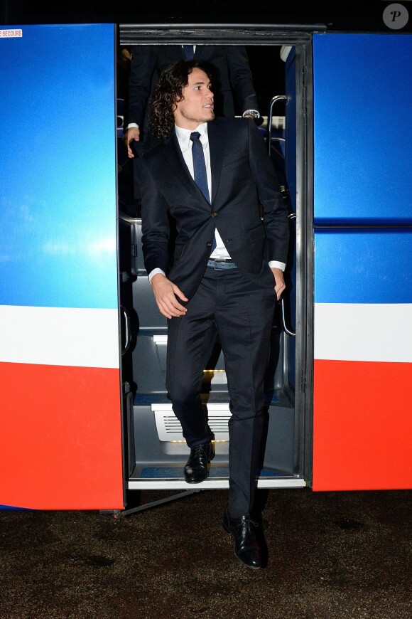 Edinson Cavani lors de son arrivée au dîner de gala de la Fondation PSG au Pré Catelan à Paris, le 28 janvier 2014