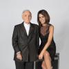 Exclusif - Charles Aznavour et Virginie Guilhaume dans le studio de l'émission "Hier Encore", presentée par Virginie Guilhaume, à l'Olympia à Paris. Le 9 janvier 2014.
