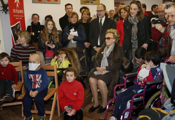 Bernadette Chirac en visite à l'hôpital Pellegrin pour l'opération Pièces Jaunes à Bordeaux, le 5 février 2014.