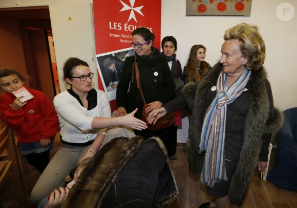 Bernadette Chirac en visite à l'hôpital Pellegrin pour l'opération Pièces Jaunes à Bordeaux, le 5 février 2014.