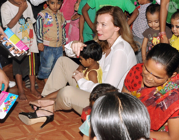 Valerie Trierweiler en voyage humanitaire en Inde avec Action conftre la Faim, janvier 2014.
