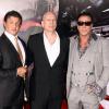 Sylvester Stallone, Bruce Willis, Mickey Rourke dans The Expendables à Hollywood le 3 août 2010
