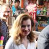 Valérie Trierweiler a visité le bidonville de Mandala à Bombay, aux côtés de l'association humanitaire "Action contre la faim", lors de son voyage en Inde. Le 28 janvier 2014.