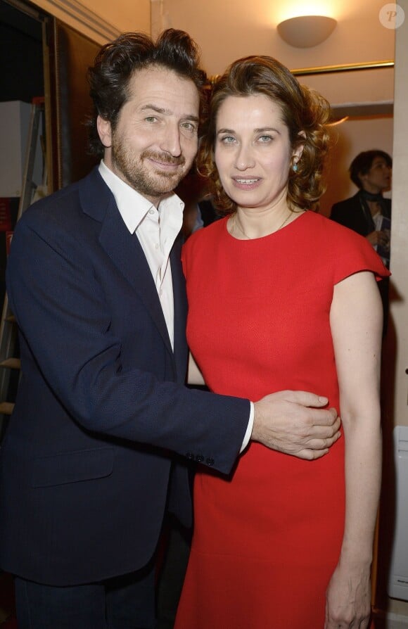 Edouard Baer et Emmanuelle Devos à la générale de leur pièce "La porte à côté" au Théâtre Édouard VII à Paris, le 10 fevrier 2014.