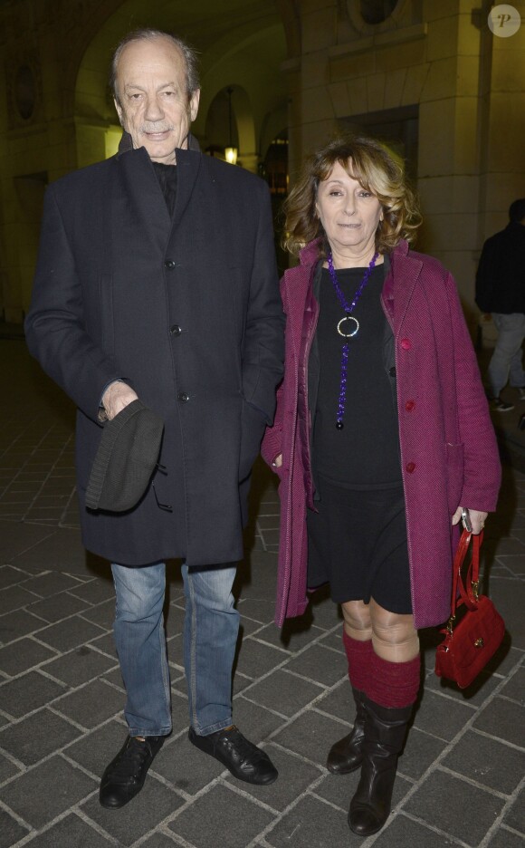 Patrick Chesnais et sa femme Josiane Stoléru lors de la générale de la pièce "La porte à côté" à Paris, le 10 fevrier 2014.