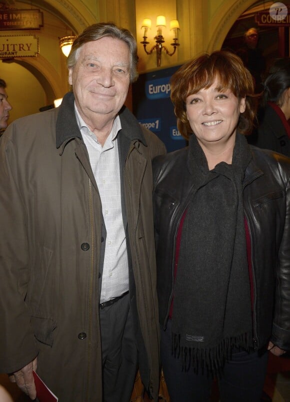 Patrice Duhamel et Nathalie Saint-Cricq lors de la générale de la pièce "La porte à côté" au Théâtre Édouard VII à Paris, le 10 fevrier 2014.