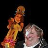 Gérard Depardieu déchaîné à la soirée d'ouverture du 130ème Carnaval de Nice, le 14 février 2014, place Masséna.