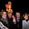 Angeline, "La Reine du Carnaval 2014", Gérard Depardieu, le maire de Nice, Christian Estrosi et Denise Fabre à la soirée d'ouverture du 130ème Carnaval de Nice, le 14 février 2014, place Masséna.