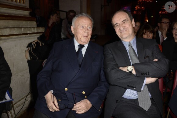 Philippe Bouvard et Pierre Lescure lors des 19e Lauriers de la Radio et de la Télévision à l'Hôtel de Ville de Paris, le 17 février 2014.