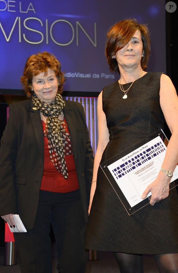 Michèle Cotta et Martine Laroche-Joubert à la soirée des 19e Lauriers de la Radio et de la Télévision à l'Hôtel de Ville de Paris, le 17 février 2014.