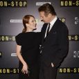 Julianne Moore et Liam Neeson lors de l'avant-première du film " Non-Stop " au cinéma Gaumont Capucines à Paris le 27 janvier 2014