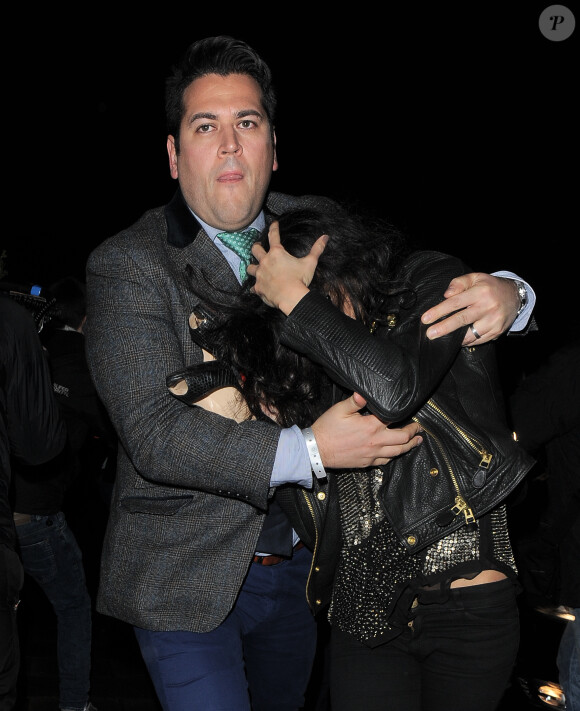 Michelle Rodriguez quitte le club Ronnie Scott, où elle a assisté à un concert privé de Prince. Londres, le 17 février 2014.