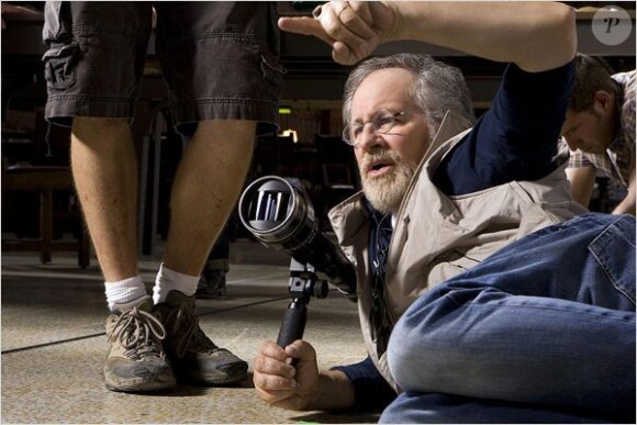 Steven Spielberg sur le tournage d'Indiana Jones et le Royaume du crâne de cristal en 2008.