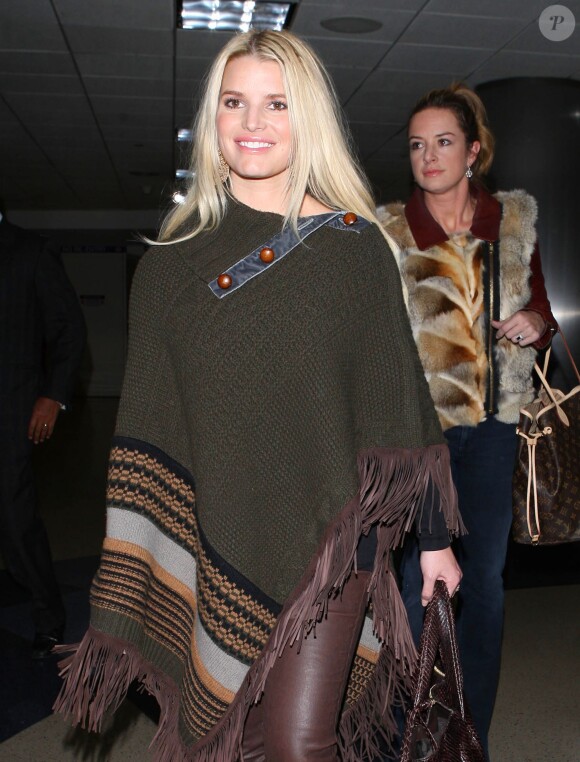 Jessica Simpson arrive à l'aéroport LAX de Los Angeles, en provenance de New York. Le 31 janvier 2014.