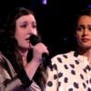 Melissa Bon et Caroline Savoie, très émouvantes, lors de leur battle dans The Voice 3, le samedi 22 février 2014 sur TF1