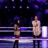 Melissa Bon et Caroline Savoie lors de leur battle dans The Voice 3, le samedi 22 février 2014 sur TF1
