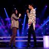 Melissa Bon et Caroline Savoie lors de leur battle dans The Voice 3, le samedi 22 février 2014 sur TF1