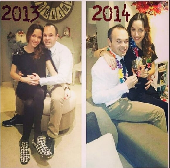 Andrés Iniesta et sa femme Anna Ortiz lors du Nouvel An 2014.