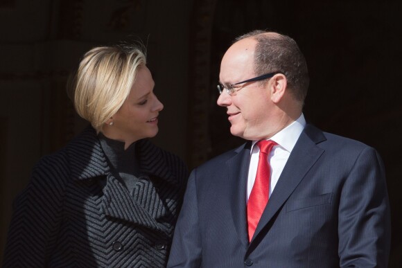 La princesse Charlene et le prince Albert II de Monaco le 27 janvier 2014 lors des célébrations de Sainte Dévote.