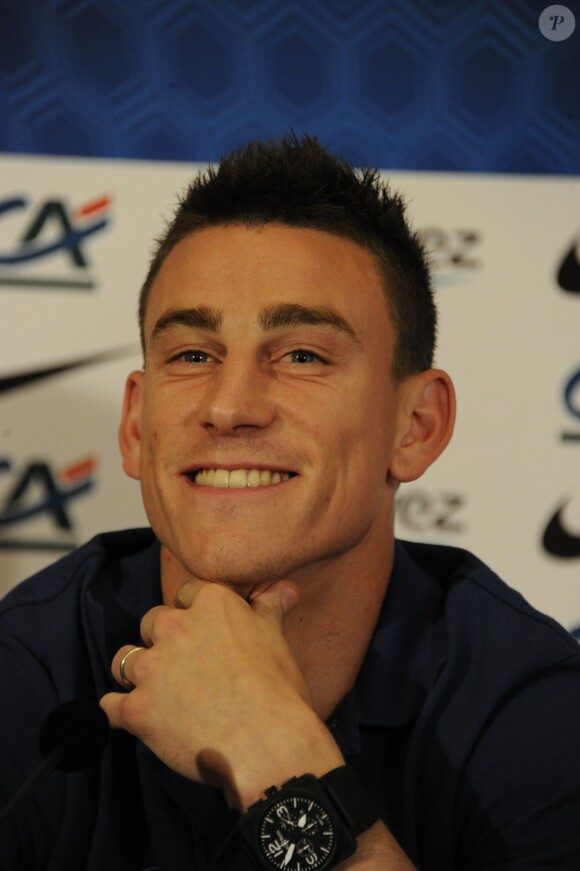 Laurent Koscielny lors d'une conférence de presse à Donetsk, le 20 juin 2012